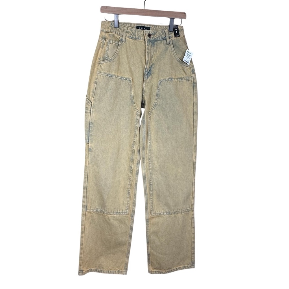 New With Tags AKIRA Goethe Mixed Wash High Rise Straight Leg Denim Jeans Size 3